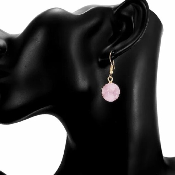 MORE COMING Rose Quartz Druzy Earrings - Picture 4 of 7